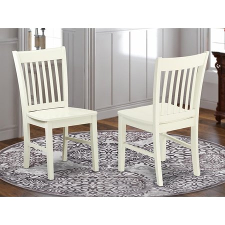 EAST WEST FURNITURE Norfolk Dining Chair with Wood Seat - Linen White - Set of 2 NFC-LWH-W